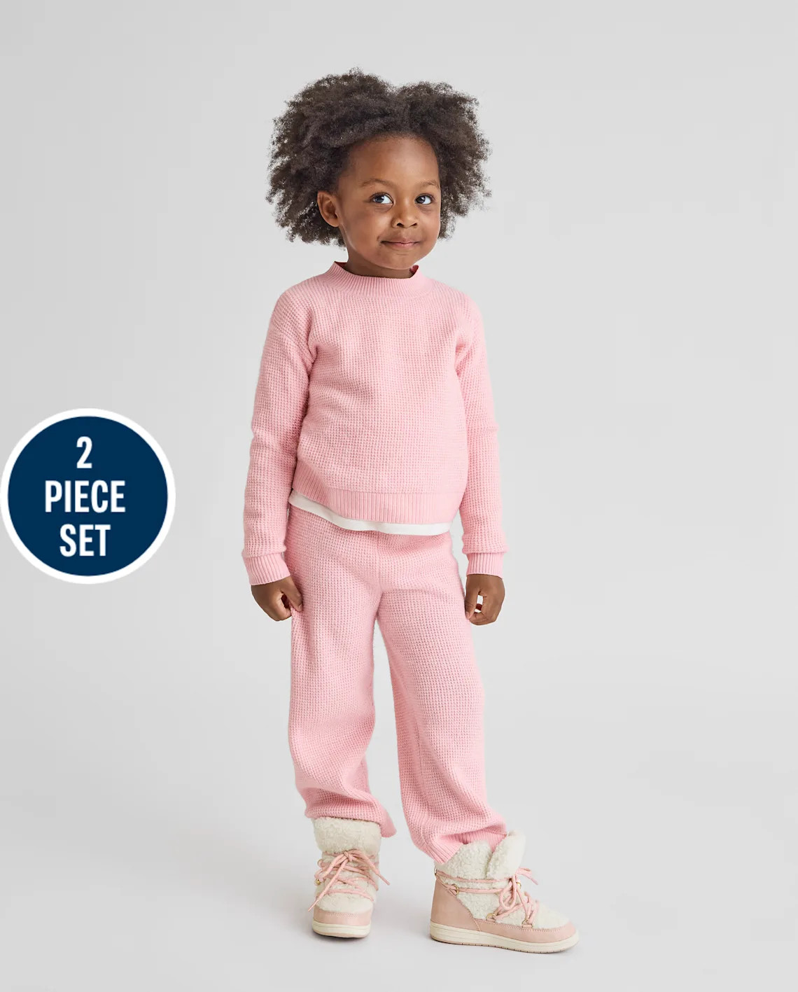 Toddler Girls Waffle Sweater 2-Piece Outfit Set - pink | The Children's Place