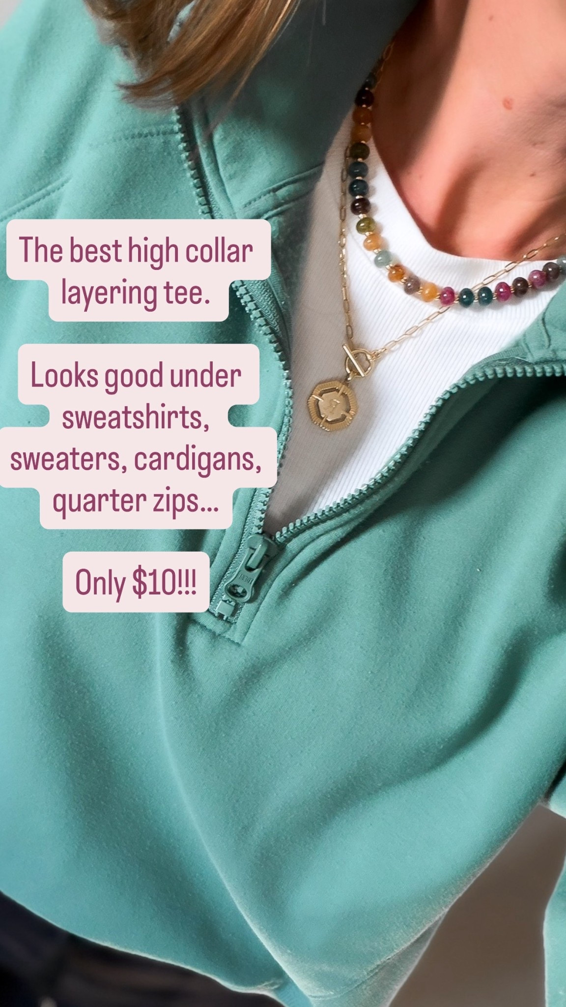 The best $10 tee. Perfect high collar for layering.
Wearing small 

#LTKootd #LTKmomlife