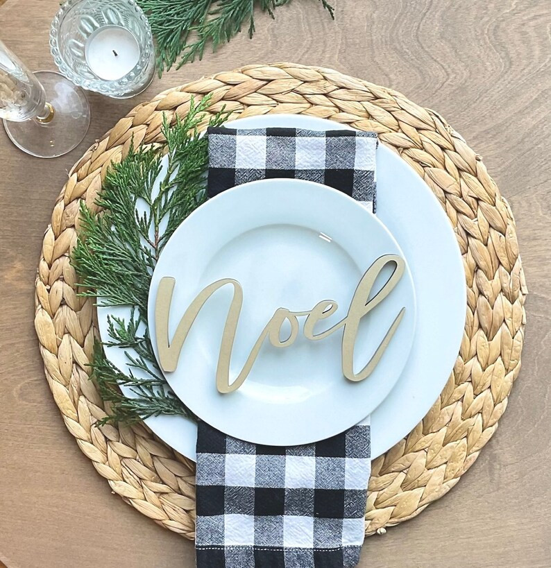 Christmas Plate Decor | Winter Table Decorations | Merry | Cheer| Joyful| Table Decor | Farmhouse... | Etsy (US)