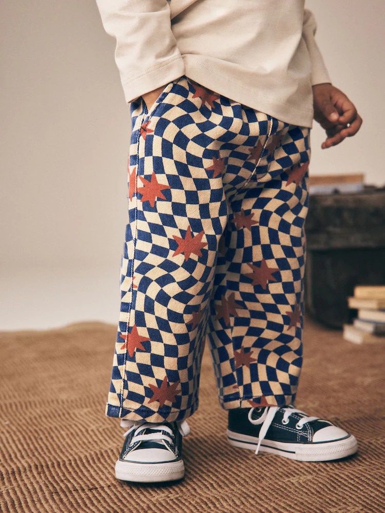 Multi Checkerboard Star Pull On Wide Trousers (3mths-7yrs) | Next US