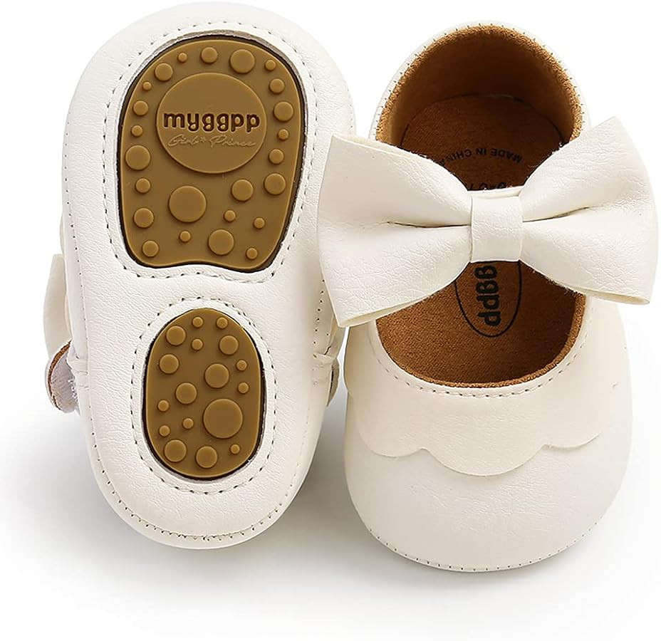 Baby Girls Mary Jane Flats with Bowknot Flowers Soft Newborn Infant First Walkers Crib Shoes Wedd... | Amazon (US)