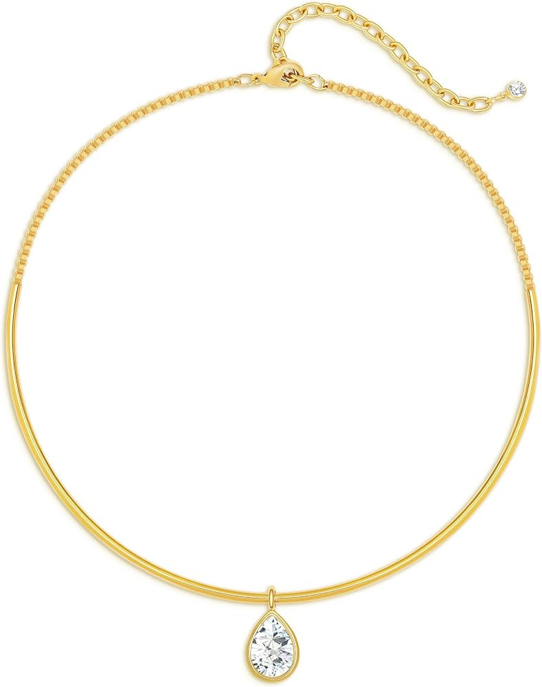 Gold Choker Necklace Dainty 14K Gold Plated Collar Necklace with Cubic Zircon Pendant Necklaces F... | Amazon (US)