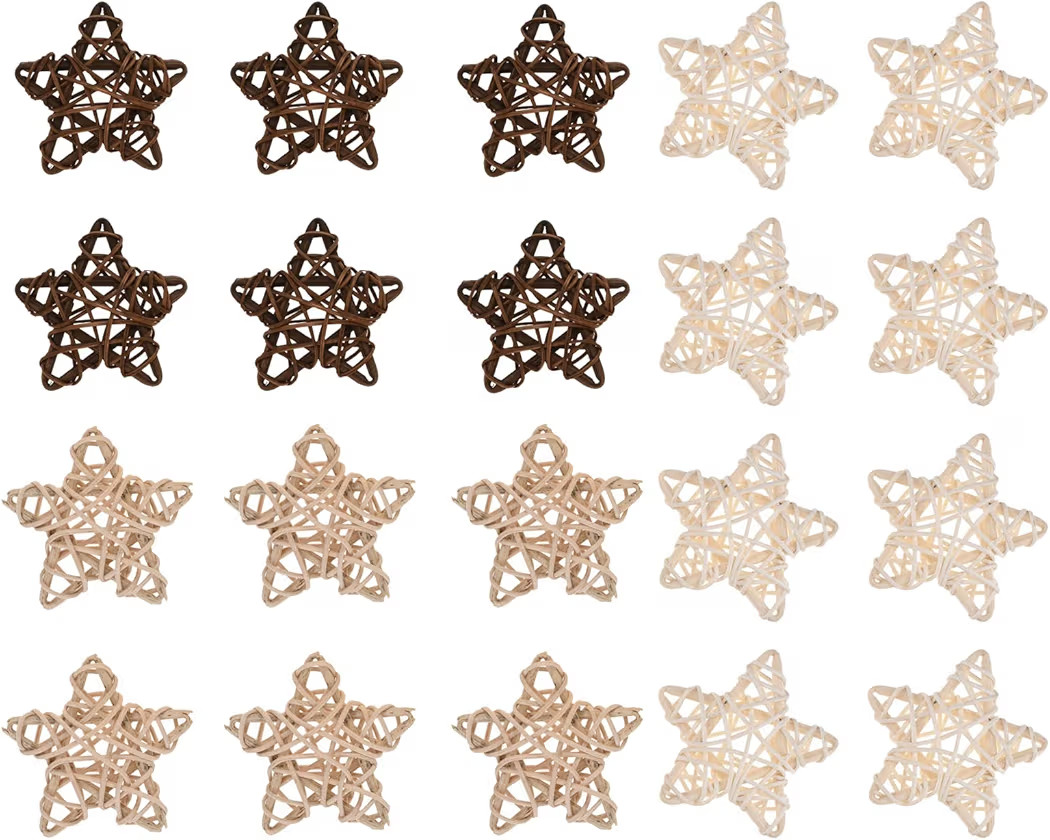 20 Pieces Natural Rattan Stars, 2.4 Inch Star Shaped Wicker Rattan Decorative Balls 3 Colors Hang... | Amazon (US)