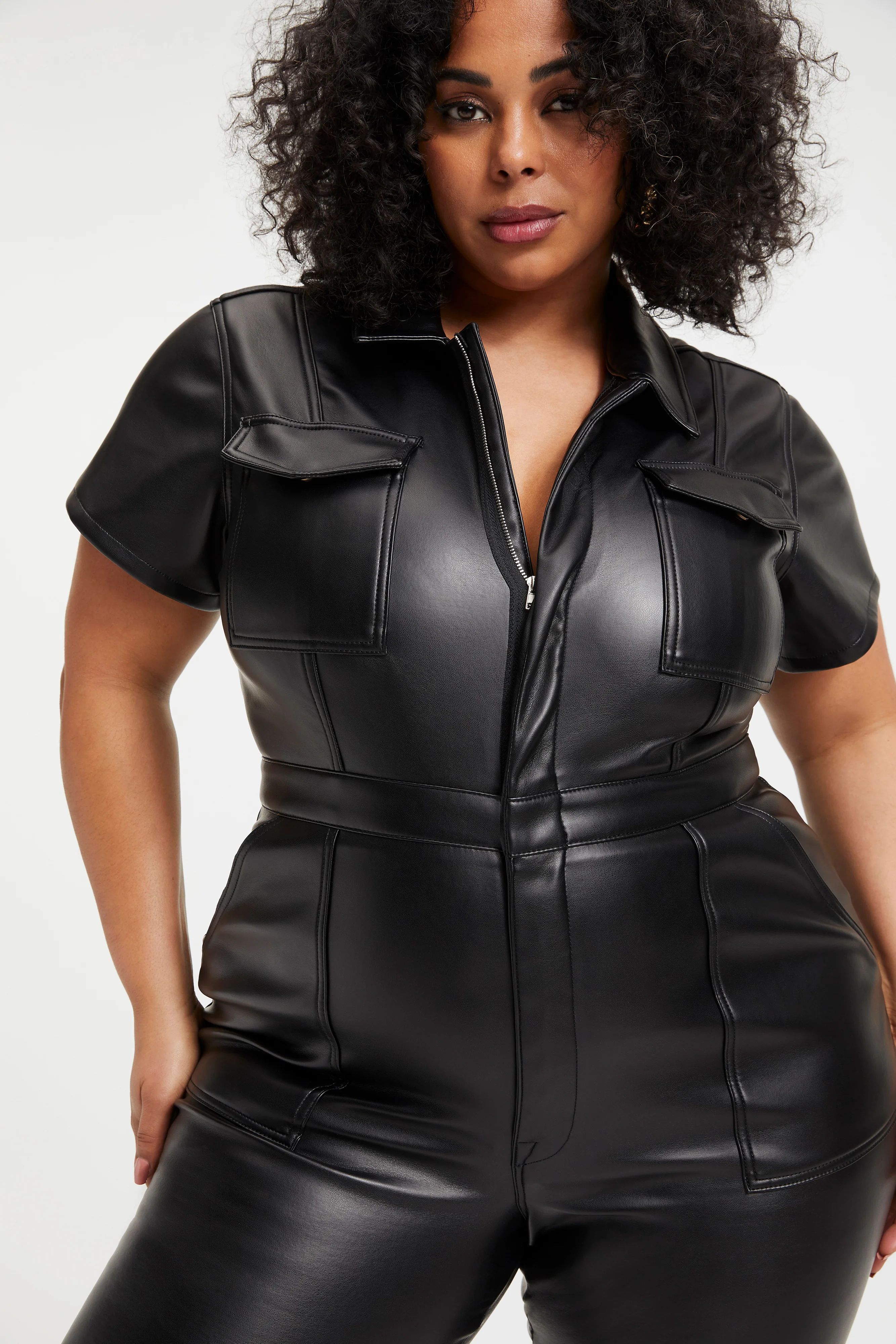 BETTER THAN LEATHER FIT FOR SUCCESS JUMPSUIT | BLACK001 | Good American
