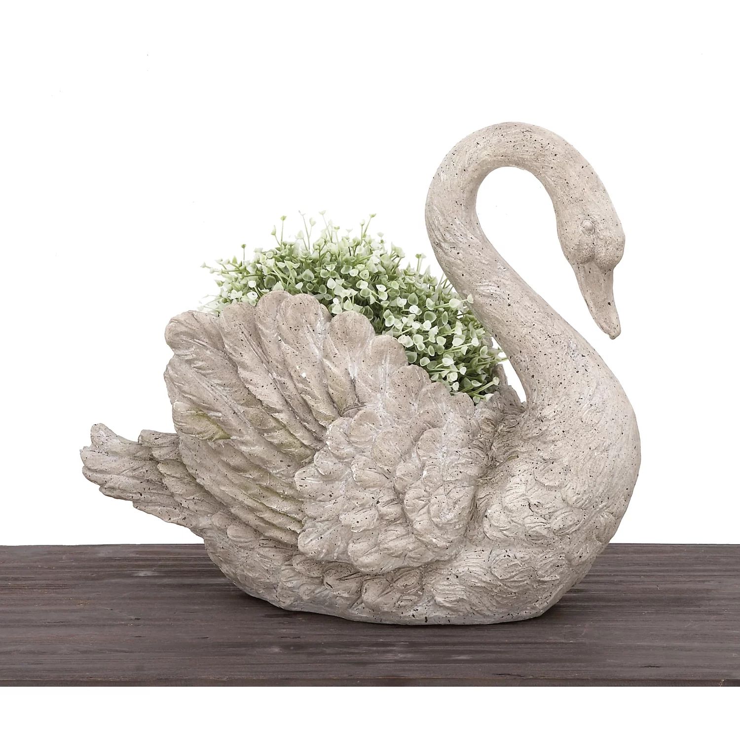 Swan Cast Stone Planter Garden Decor-Color:Grey,Material:Stone | Walmart (US)