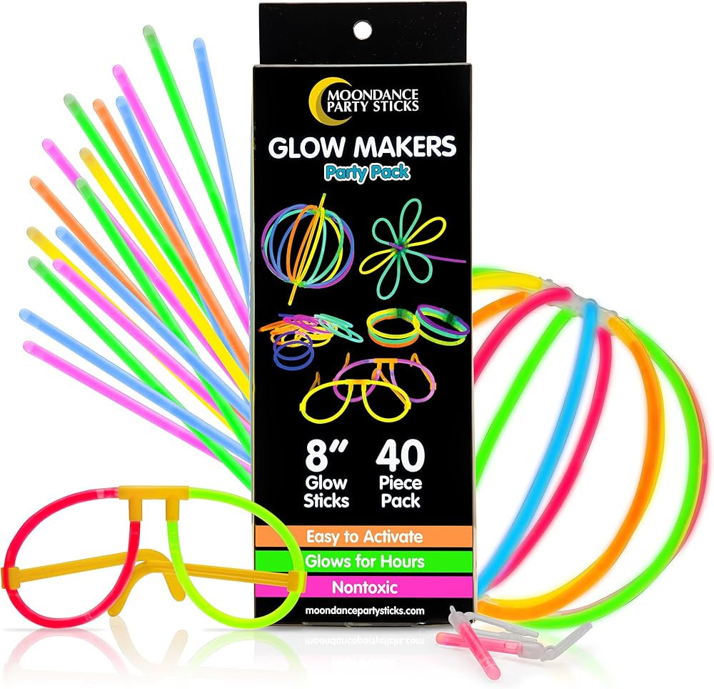 PartySticks Moondance Glow Sticks and Connectors - 40pk Glow in The Dark Party Favors with 16 Glo... | Amazon (US)
