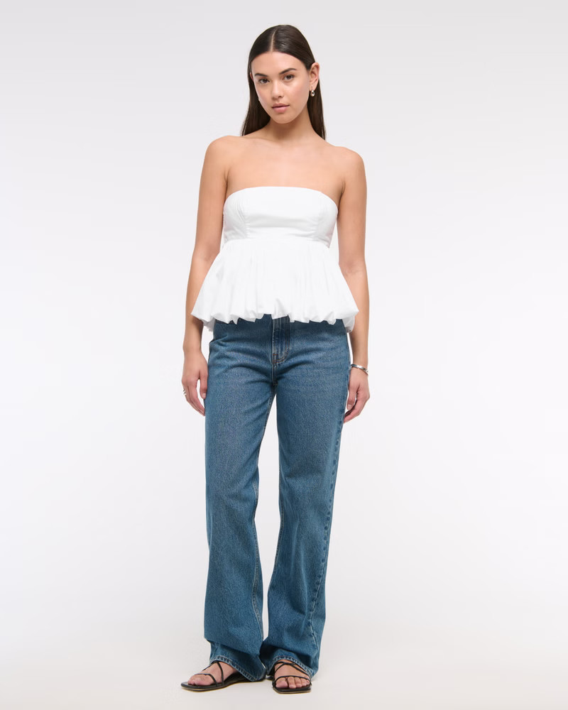 Strapless Bubble Hem Top | Abercrombie & Fitch (US)