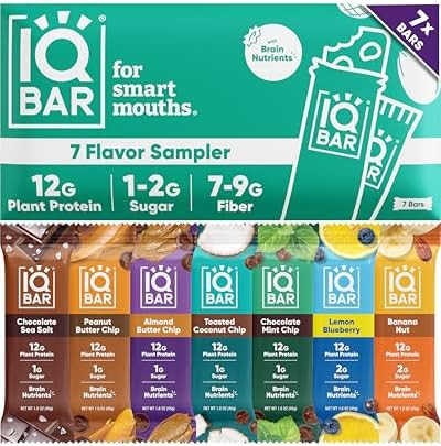 IQBAR Clean Plant Protein Bars - Bar Sampler - 7 Count - Keto, Vegan, High Fiber, Gluten and Dair... | Amazon (US)