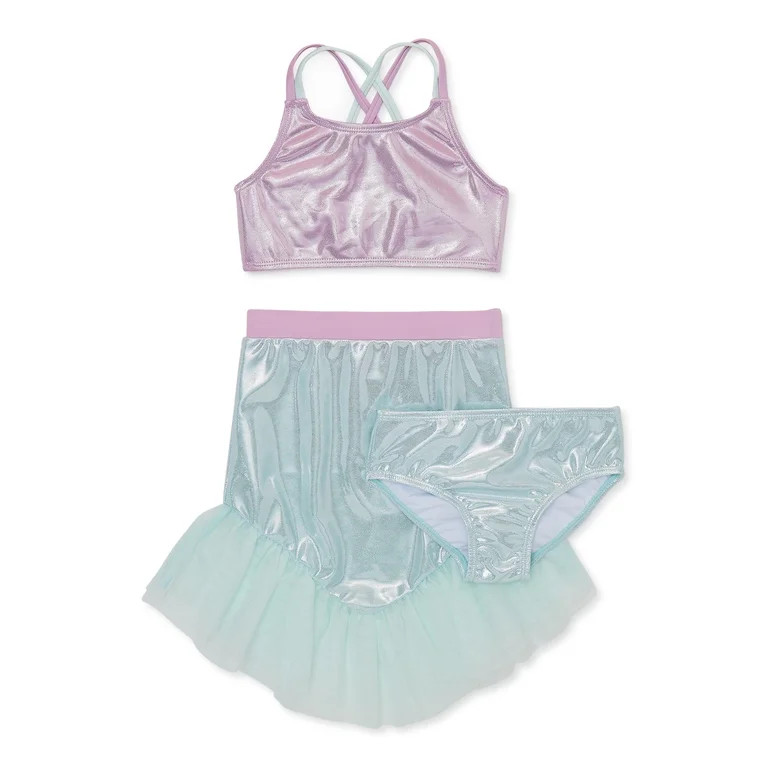 Little Mermaid Toddler Girl Swimwear and Tail Set, 3-Piece, Size 2T-5T | Walmart (US)
