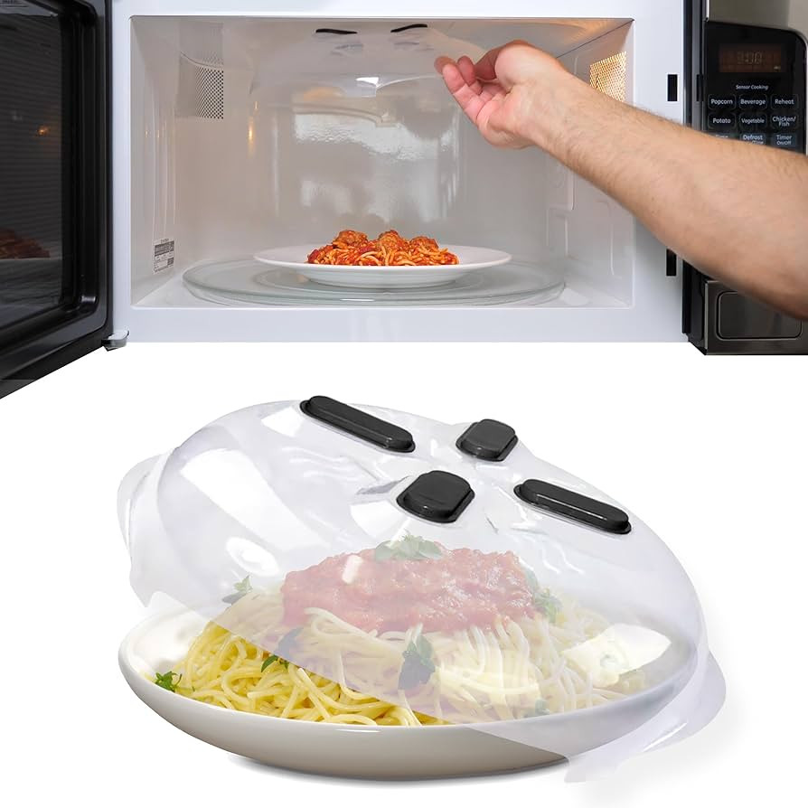 HOVER COVER Magnetic Splatter Cover, 12-Inch Clear BPA-Free Food Lid, Vented Plate Guard with Ste... | Amazon (US)