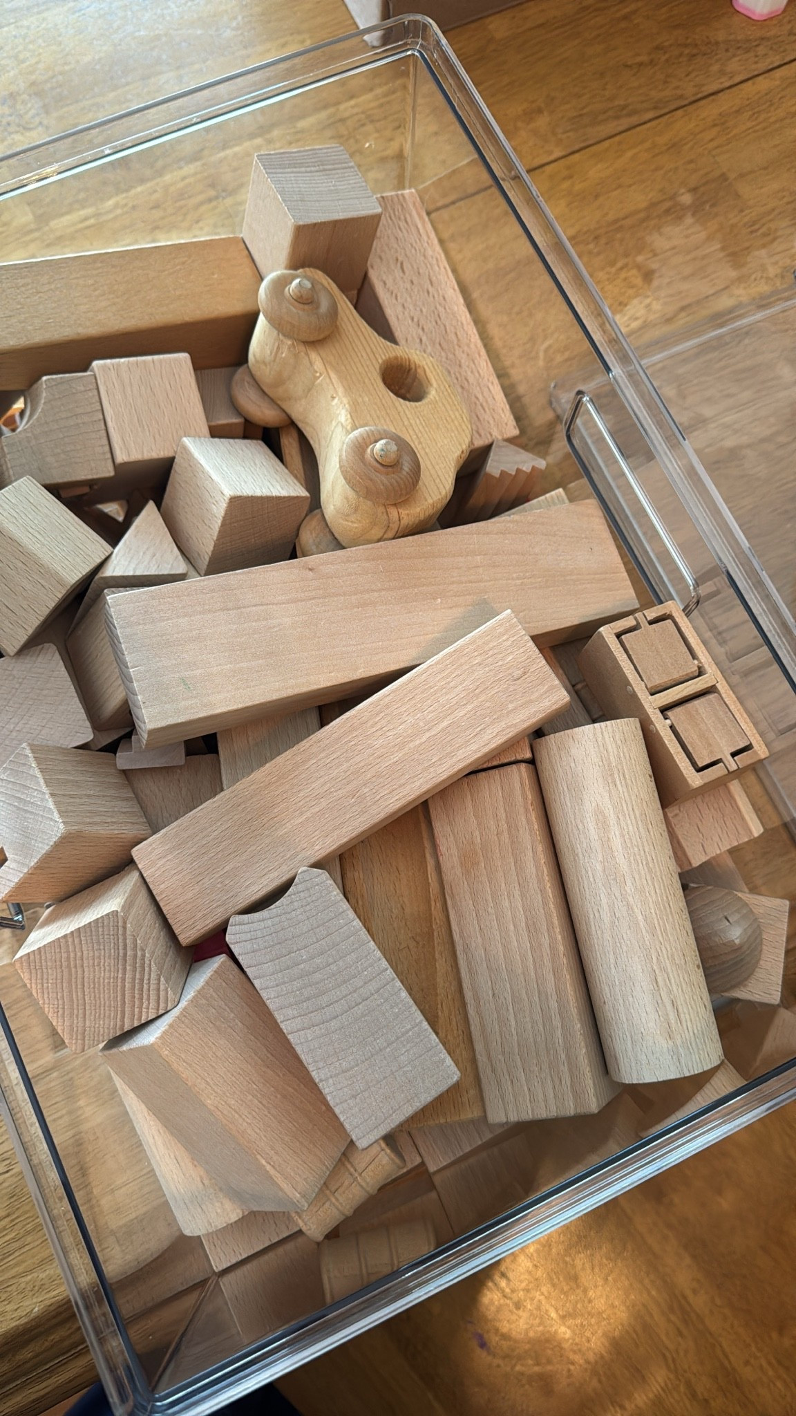 Timeless toys will always win in our home 🤍
I love trendy finds as much as anyone, but there’s something special about investing in high-quality wooden toys that can truly last for generations. These blocks and cars have already become one of those bins my daughter reaches for over and over again. One day it’s roads and towers, the next it’s a little imaginary world she creates all on her own.

Simple toys somehow end up creating the biggest memories. And bonus… when they’re stored in a clear organized bin, clean up is so much easier 🙌 Linked in my LTK.
#LTKKids #LTKFamily #LTKBaby #LTKHome #LiketoKnowIt #LiketKit #ShopLTK #LTKFinds #LTKCreator #LTKStyleTip #MontessoriToys #MontessoriPlay #OpenEndedPlay #PlayBasedLearning #LearningThroughPlay #WoodenToys #WoodenBlocks #ToddlerActivities #ToddlerPlay #ToddlerMom #MomLife #MotherhoodUnplugged #ScreenFreePlay #IntentionalPlay #PlayroomIdeas #PlayroomInspo #KidsActivities #ChildhoodUnplugged #AmazonKids #ToyRotation

#LTKmomlife #LTKdayinmylife #LTKBaby