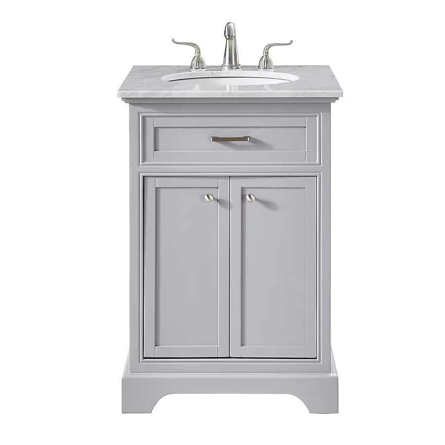 Elegant Decor Home Furnishing 24-in Light Grey Undermount Single sink Bathroom Vanity with Carrar... | Lowe's
