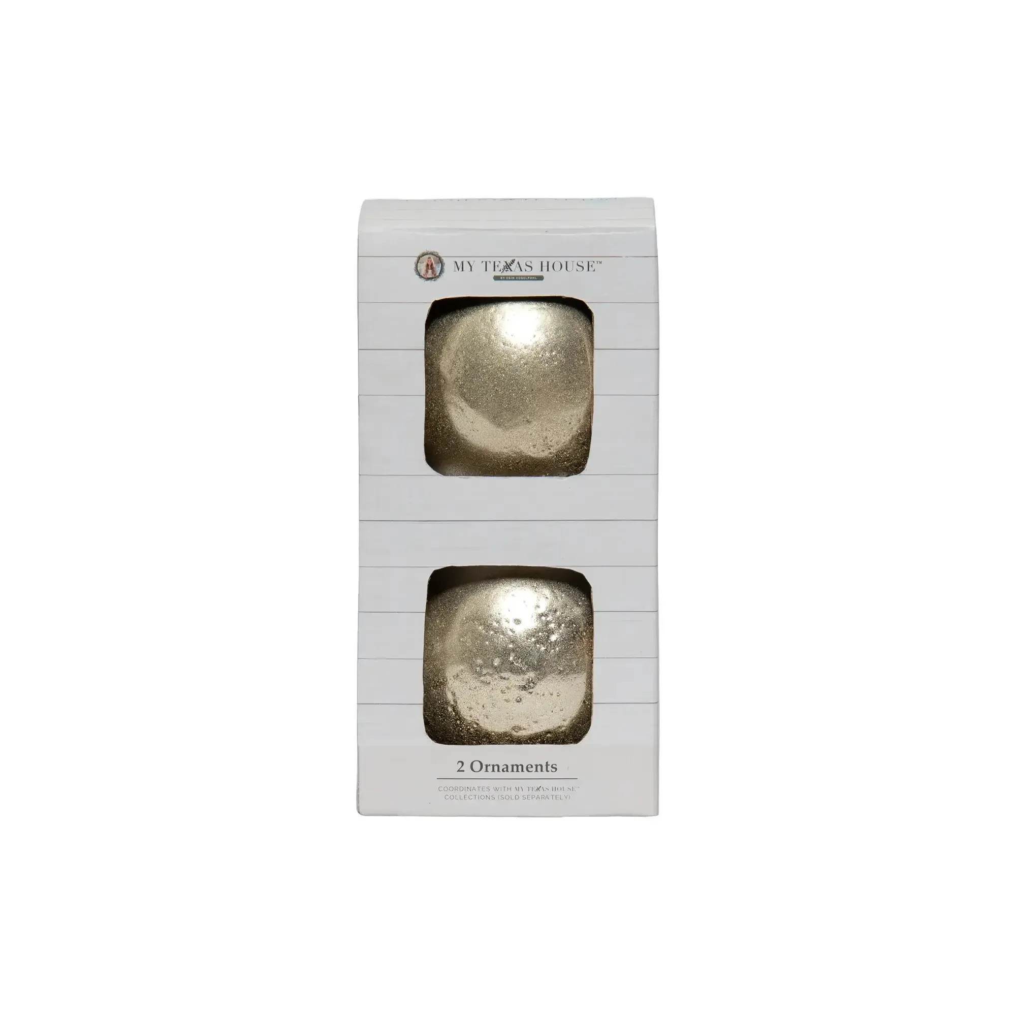 2 Count Hammered Metallic Gold Christmas Ornaments, 5 in, by My Texas House | Walmart (US)