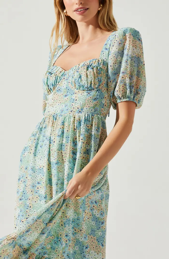 Floral Sweetheart Neck Midi Dress | Nordstrom