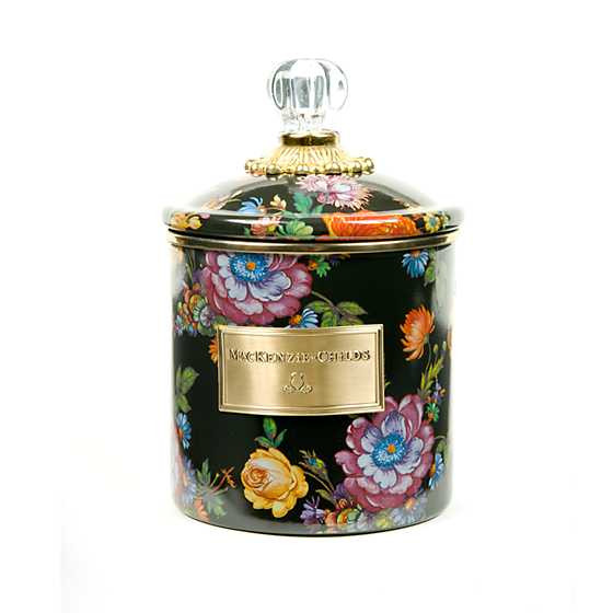 Black Flower Market Small Canister | MacKenzie-Childs
