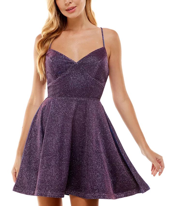 Juniors' Lace-Up-Back Fit & Flare Dress | Macys (US)