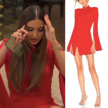 Sophia Umansky’s Red Slit Sleeve Mini Dress on Buying Beverly Hills Season 2 Episode 10