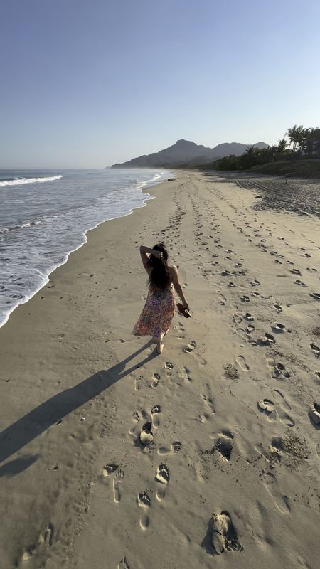Walking on the beach in Mexico wearing @balticborn dress (M), and @louisvuitton leather slides (7) 💘

#LTKmidsize #LTKsalealert #LTKtravel