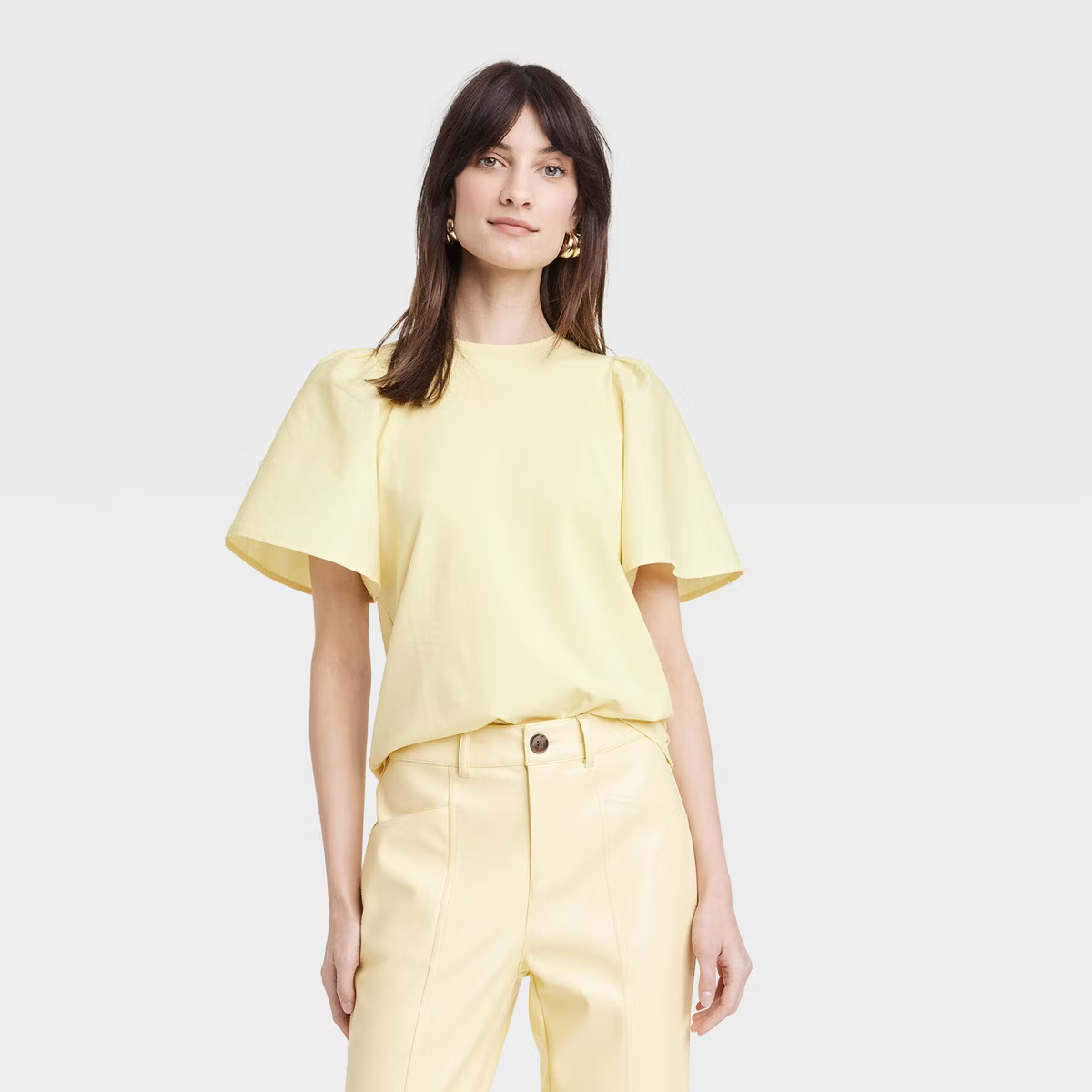 Women's KTW Puff Elbow Sleeve T-Shirt - A New Day™ Pink S | Target