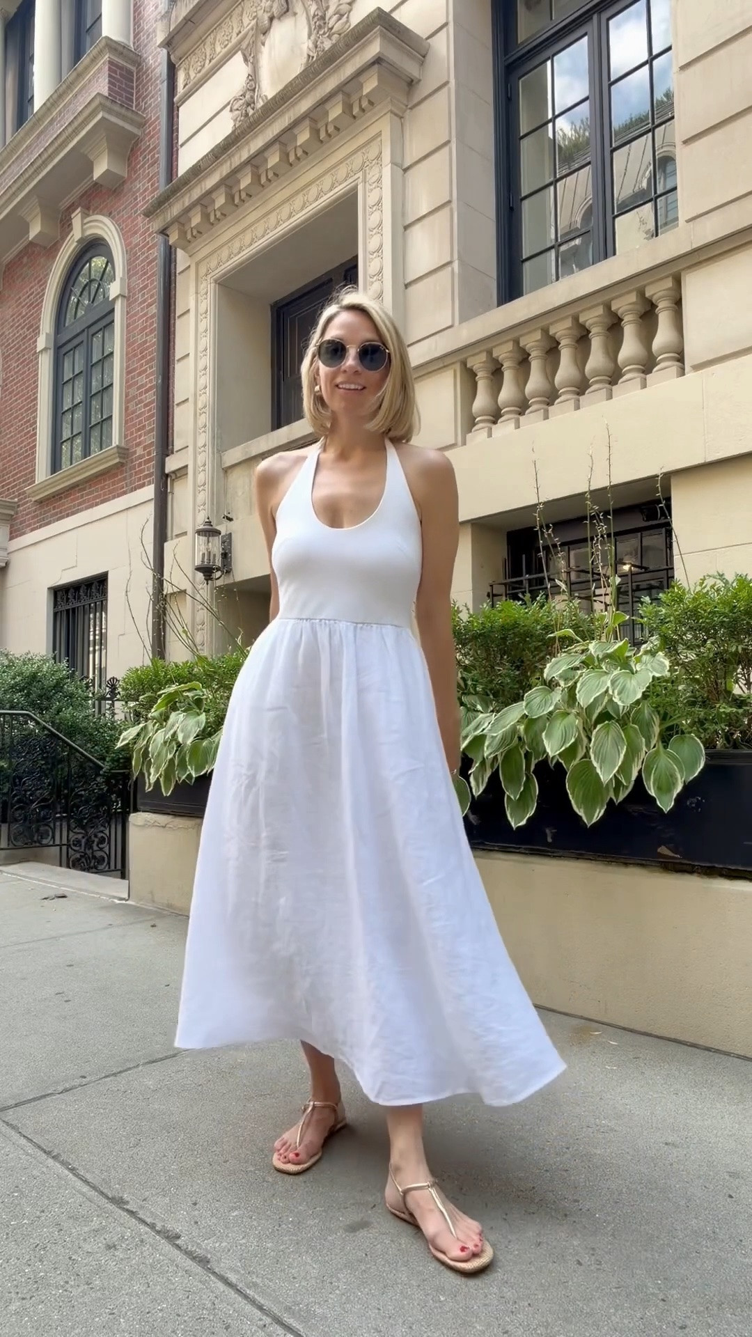 White halter linen dress for the summer. Summer outfit. Summer dress. Currently on sale ♥️

#LTKgrwm #LTKootd #LTKSaleAlert