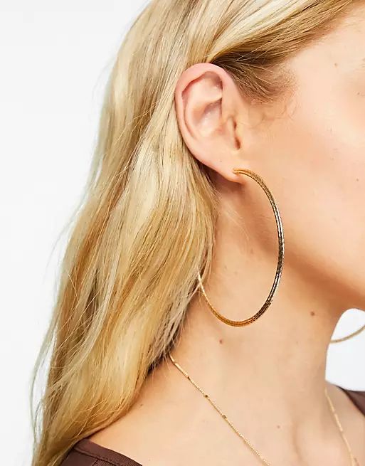 ASOS DESIGN 80mm hoop earrings in skinny twisted design in gold tone | ASOS | ASOS (Global)