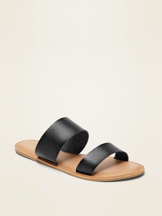 Faux-Leather Double-Strap Slide Sandals for Women | Old Navy (US)