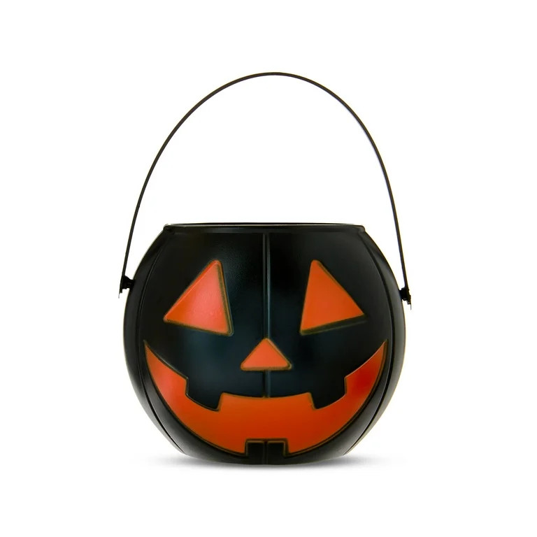 Halloween Black Jack-o'-Lantern Mini Plastic Pail, Trick-or-Treat Bucket, by Way To Celebrate | Walmart (US)