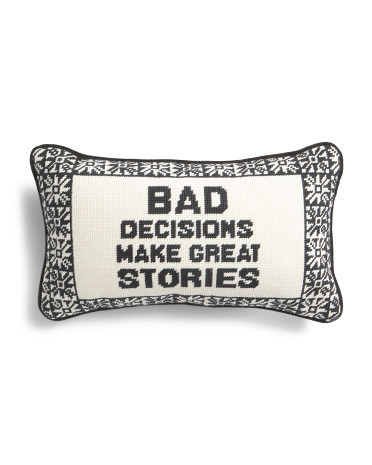 9x15 Bad Decisions Oblong Pillow | TJ Maxx
