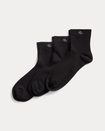 Monogram Microfibre Ankle Sock 3-Pack | Ralph Lauren (UK)
