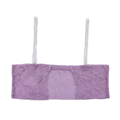 Women Shiny Rhinestone Spaghetti Strap Crop Top Sexy Crystal Backless Tank Tops Cami for Party Nightclub Festival Pink | Amazon (US)