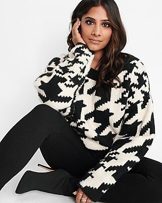 Cozy Houndstooth Dolman Sleeve Sweater | Express