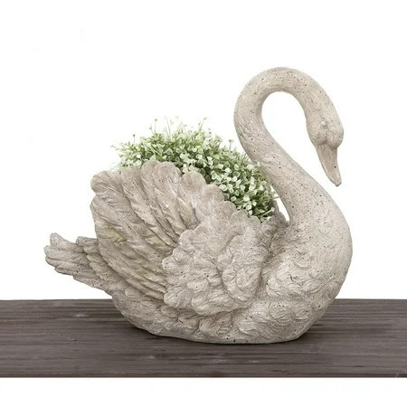 Urban Designs Swan Cast Stone Planter Garden Decor - Grey | Walmart (US)