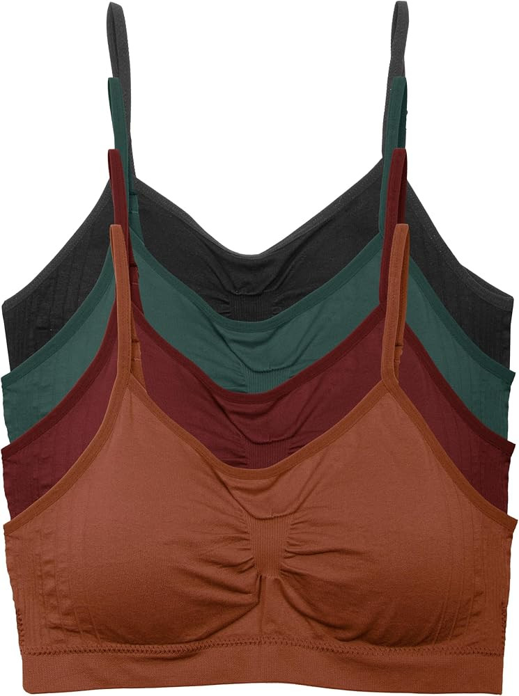 Kalon 4 Pack Women’s Nylon Spandex Removable Pads Comfort Cami Bras Wireless | Amazon (US)