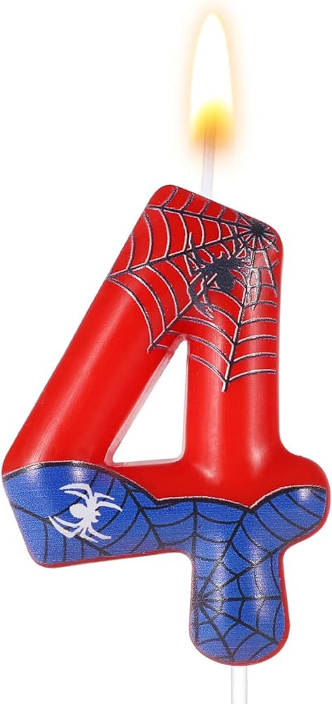 Spider Themed Birthday Candle, Red Blue Spider Web Candle Spider Candle Number Candle Birthday Ca... | Amazon (US)