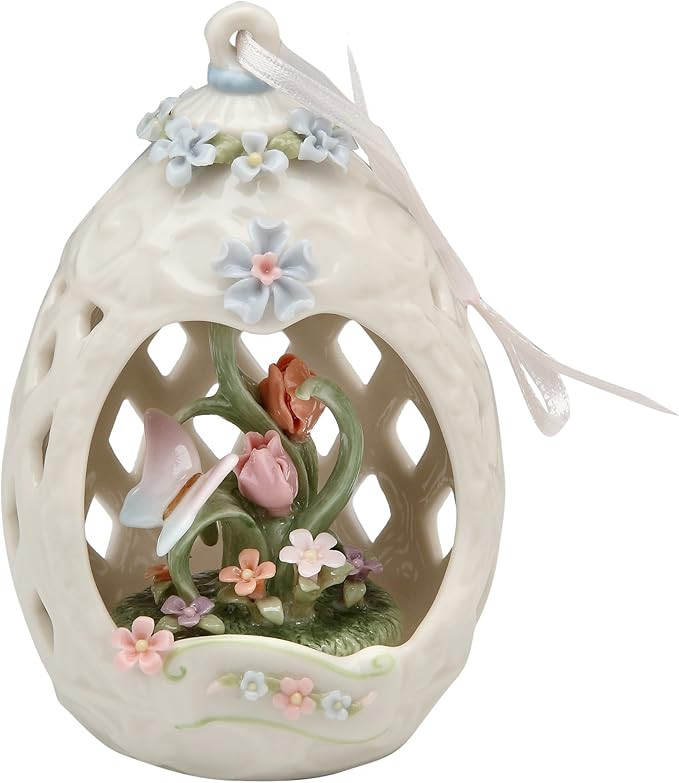 StealStreet SS-CG-80087 Egg Shaped Ornament with Assorted Flowers and Butterfly Collectible | Amazon (US)