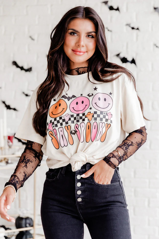 Stay Spooky Ivory Graphic Tee | Pink Lily