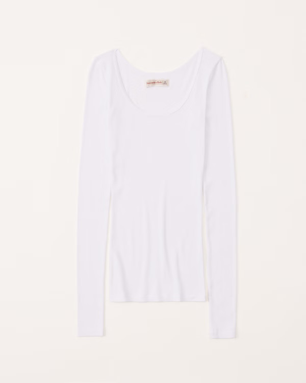 Long-Sleeve Ribbed Scoopneck Top | Abercrombie & Fitch (US)