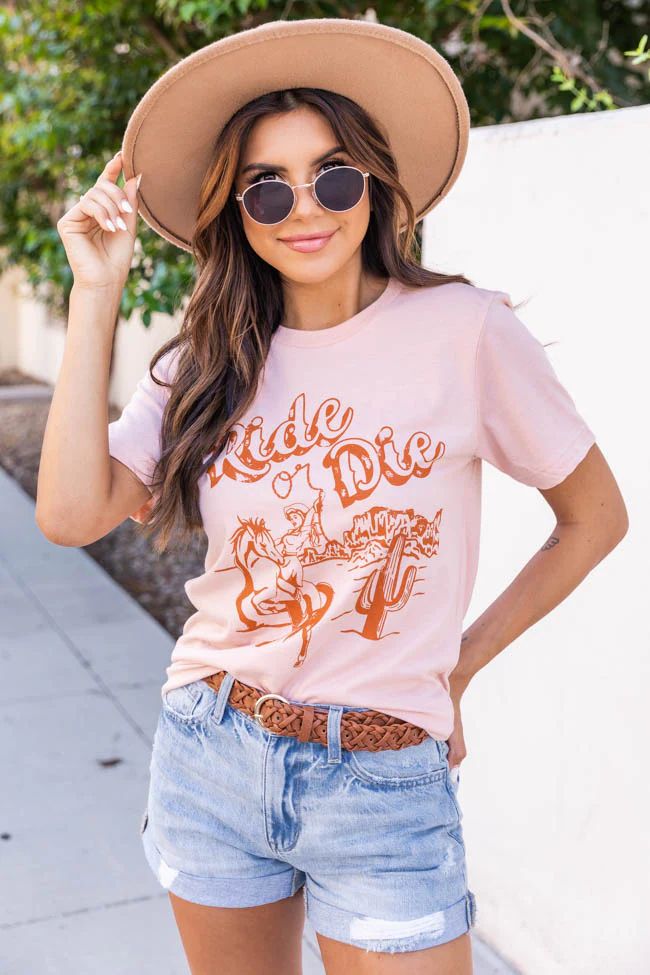 Ride Or Die Peach Graphic Tee | The Pink Lily Boutique