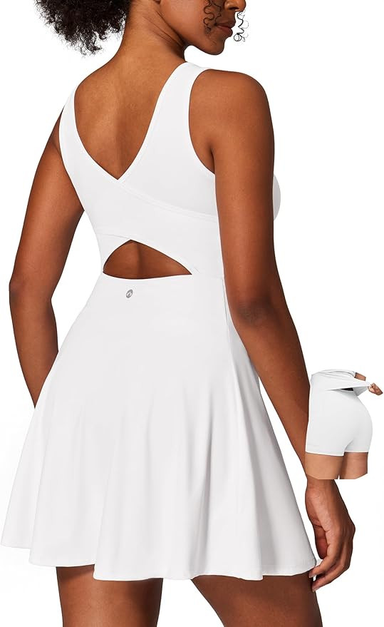 Heathyoga Athletic Dress for Women Easy Peasy Tennis Dress with Shorts Underneath Workout Active ... | Amazon (US)