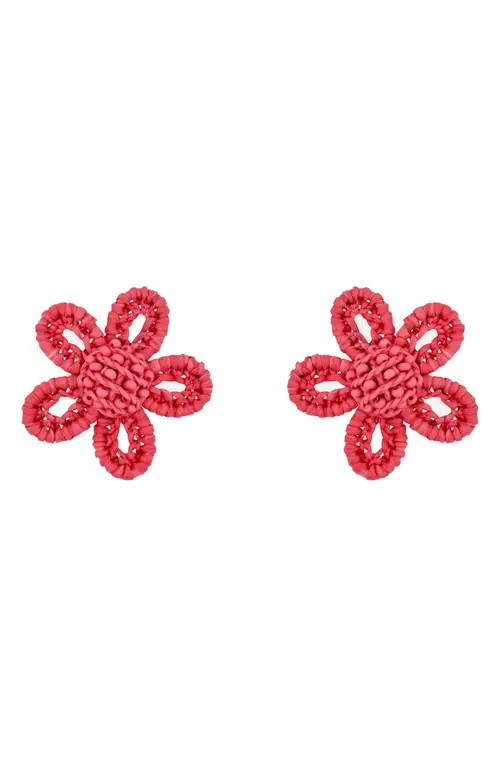 Oscar de la Renta Woven Flower Earrings in Rose at Nordstrom | Nordstrom