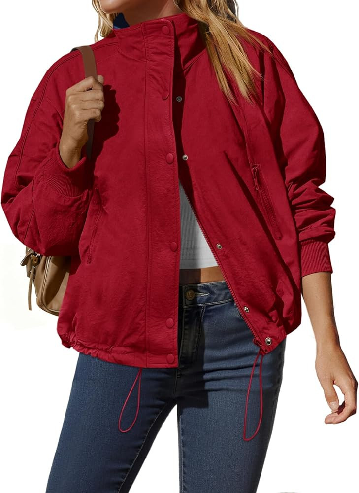 Tankaneo Womens Fleece Lined Cropped Jackets Full Zip Loose Casual Coats | Amazon (US)