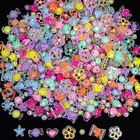 nikkiGuo 320 piece Acrylic Bead Jewelry Making kit - Transparent Candy Colored Beads, Mixed Shape... | Amazon (US)