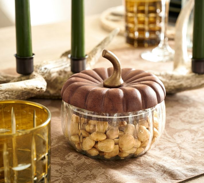 Glass Pumpkin Lidded Snack Bowl | Pottery Barn CA
