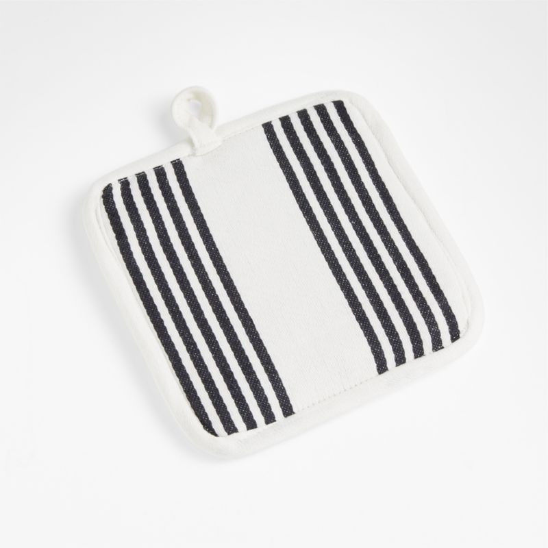 Cuisine Stripe Black Pot Holder + Reviews | Crate & Barrel | Crate & Barrel