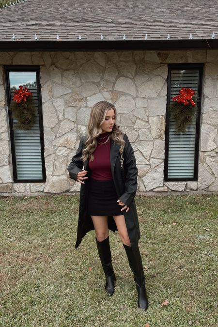 Winter outfit inspo ✨🖤 

Wearing a XS in the target bodysuit
Black mini skirt is princess Polly wearing a 2 petite
Faux leather trench coat runs TTS, wearing a XS
Black knee high boots run TTS

Target fashion, winter fashion, target finds, target style


#LTKunder50 #LTKstyletip #LTKSeasonal