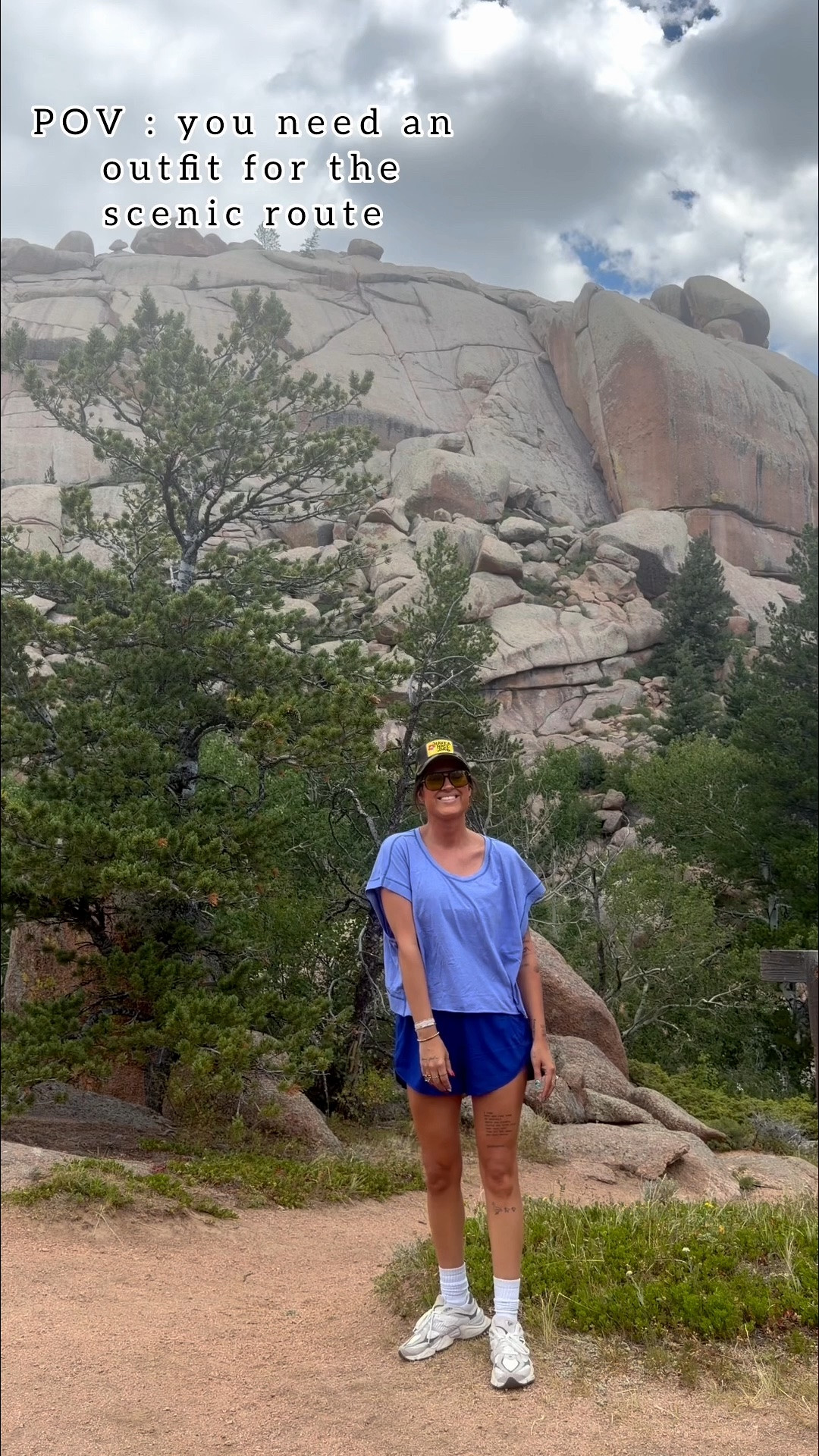 Road trip fit check from the Vedauwoos. ⛰️💙

• Top: LG (true to size + the cutest open back!)
• Shorts: LG (true to size + super stretchy & comfy!)
• Bra Top: LG (stretchy & comfy, long line + super cute details!)

All come in multiple colors!

P.S. You can pry my “Mamaw chic” New Balances from my cold, dead feet. 😂 They’re the comfiest shoes I’ve ever owned, and I stand by that. 🤷🏻‍♀️😝

#LTKootd #LTKTall #LTKdayinmylife