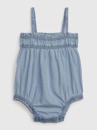 Baby Denim Bubble Shorty One-Piece with Washwell | Gap (US)