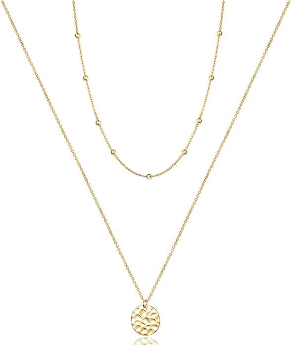 Turandoss Dainty Layered Choker Necklace, Handmade 14K Gold Plated Y Pendant Necklace Multilayer ... | Amazon (US)