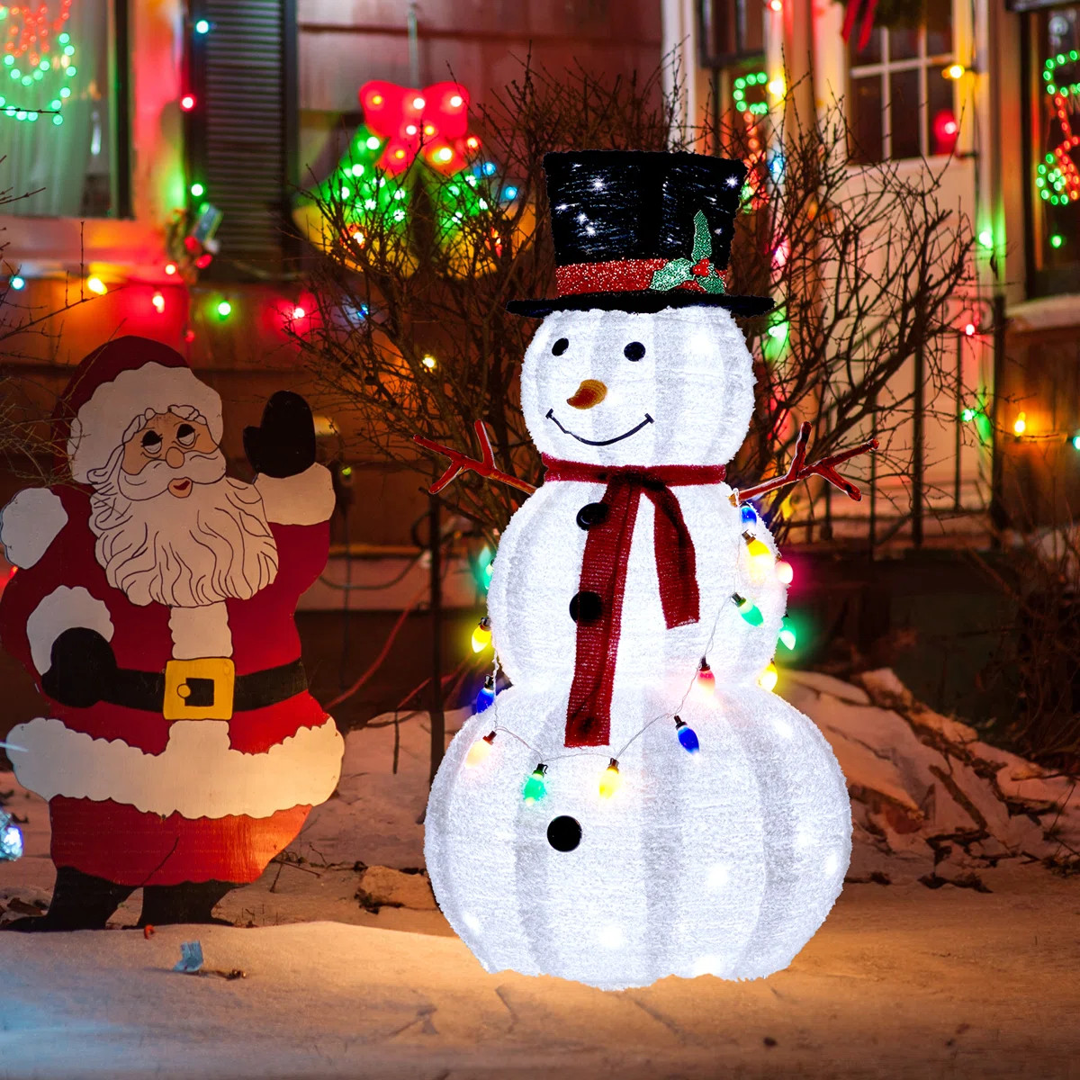 Outdoor 4ft Lighted Snowman Christmas Decoration | Wayfair North America