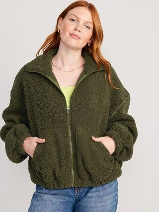 Oversized Full-Zip Sherpa Pullover for Women | Old Navy (CA)
